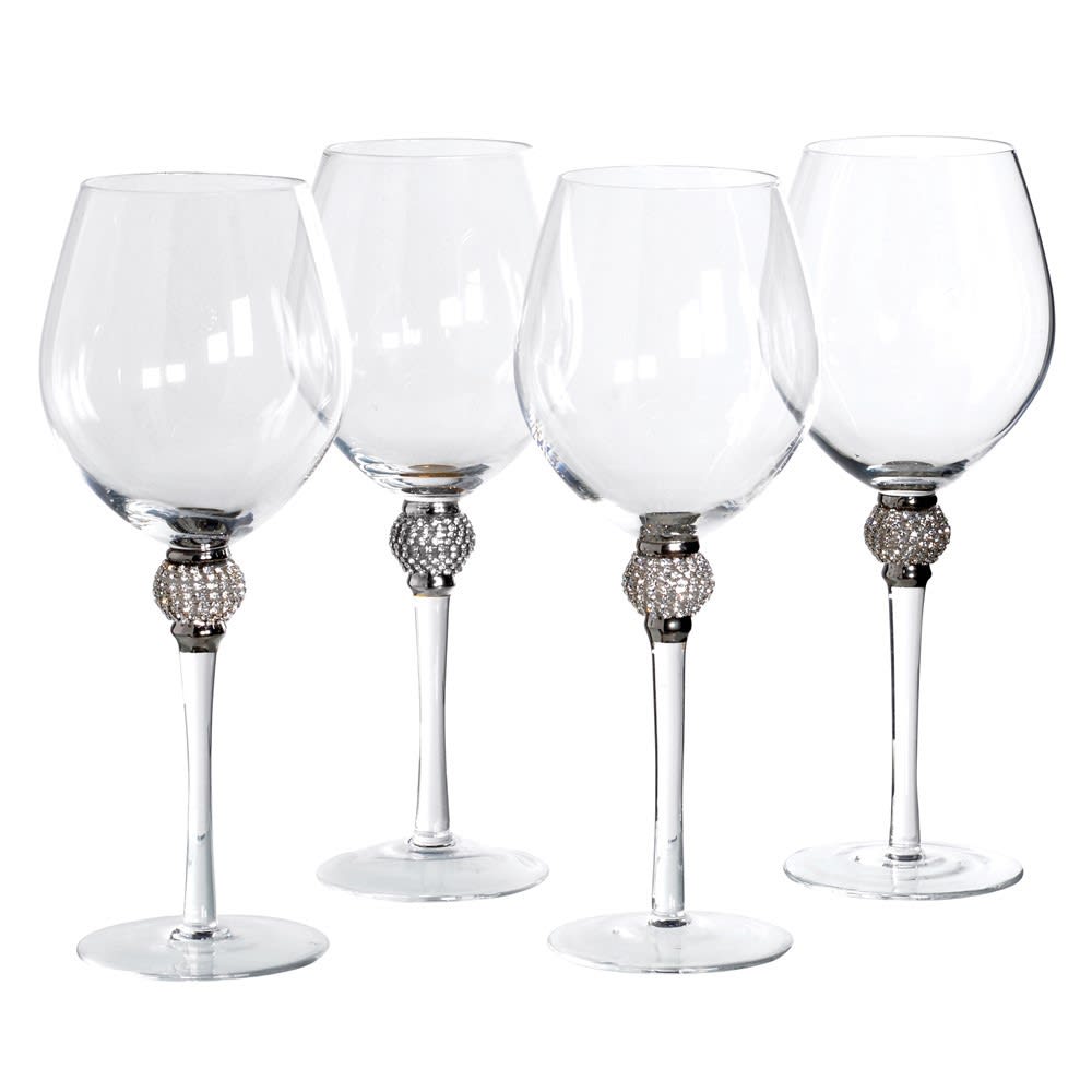 Set of 4 Diamanté Silver Red Wine Glasses – Kate Ellard Interiors